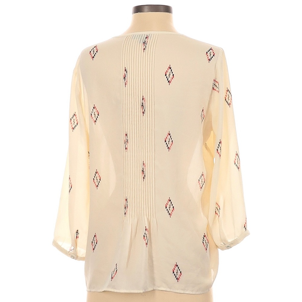 The Limited Diamond Aztec Pleated Button Down Blouse | Size: S - Picture 6 of 10